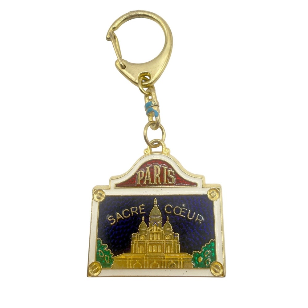 Vintage Paris Sacré-Cœur Enamel Keychain SAP Polyne Made in France